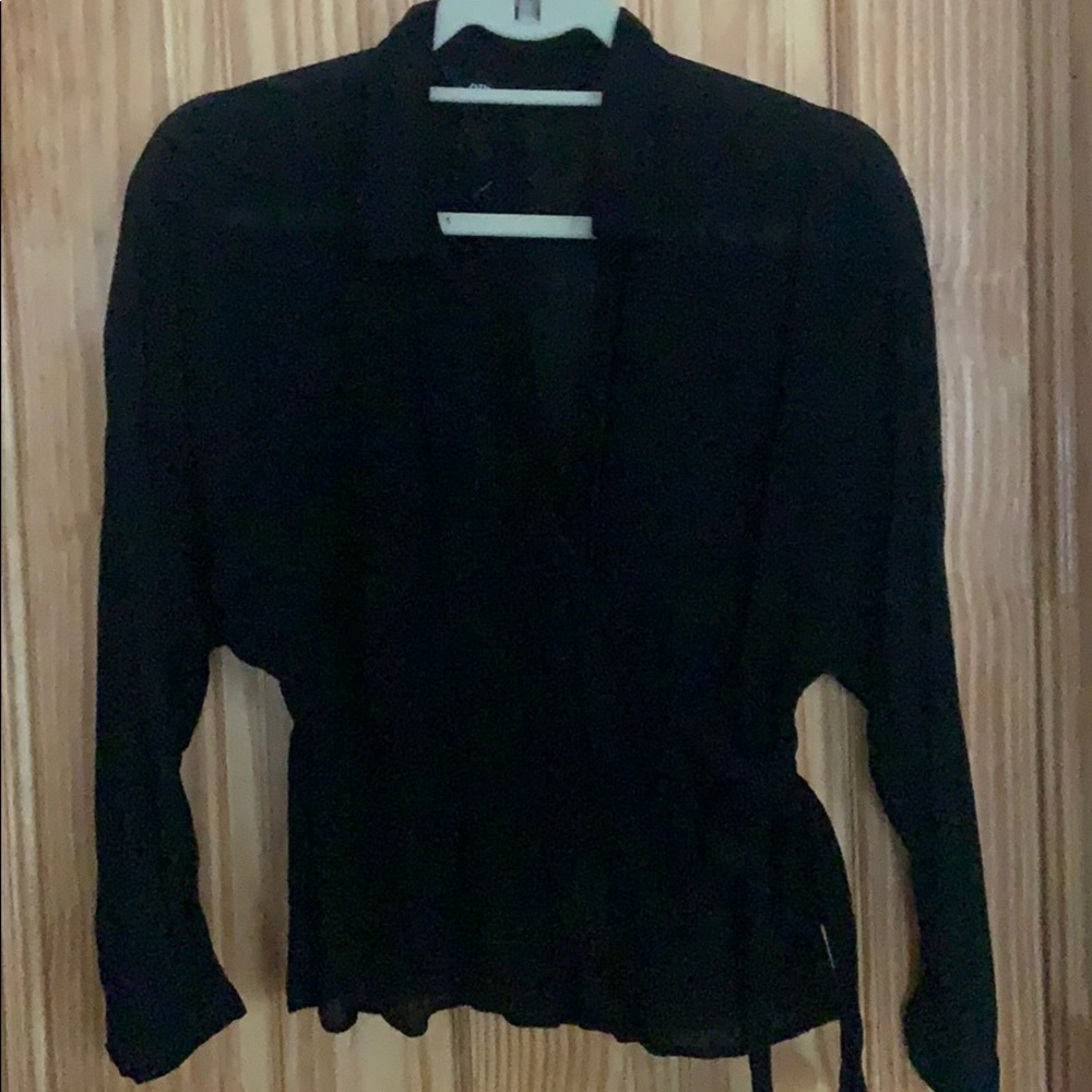 Sheer black peplum top